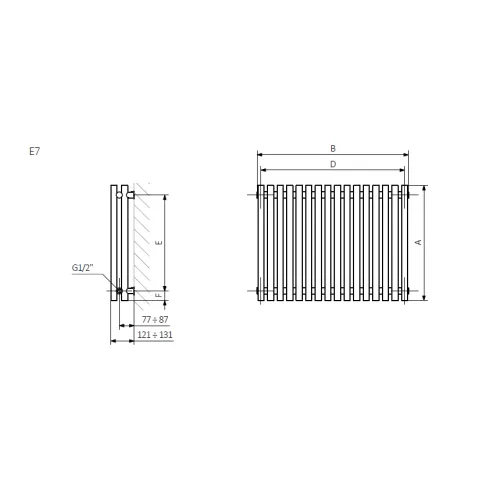 <p>A – wysokość &nbsp;B – szerokość &nbsp;C1-C5 – rozstaw podłączeń &nbsp;D – rozstaw mocowań w poziomie &nbsp;E – rozstaw mocowań w pionie F – odległość od dolnej osi mocowań do dolnej krawędzi kolektora</p>