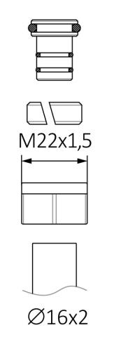 Zestaw zespolony odcinający kątowy - adapter m22x15 alupex 2
