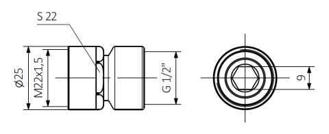 Adapter na stal M22x1,5 - adapter na stal sca