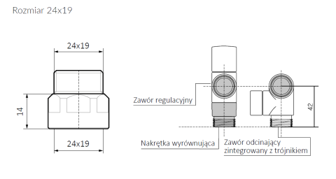 Nakrętka dystansowa 24x19 - pl nakretka dystansowa 24 19